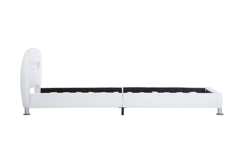 Sängram med LED vit konstläder 100x200 cm - Vit - Möbler - Säng - Sängram & sängstomme