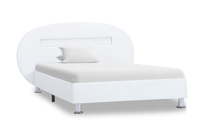 Sängram med LED vit konstläder 100x200 cm - Vit - Möbler - Säng - Sängram & sängstomme