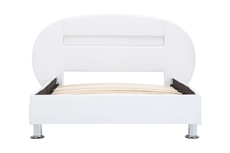 Sängram med LED vit konstläder 100x200 cm - Vit - Möbler - Säng - Sängram & sängstomme