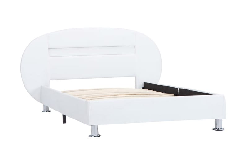 Sängram med LED vit konstläder 100x200 cm - Vit - Möbler - Säng - Sängram & sängstomme