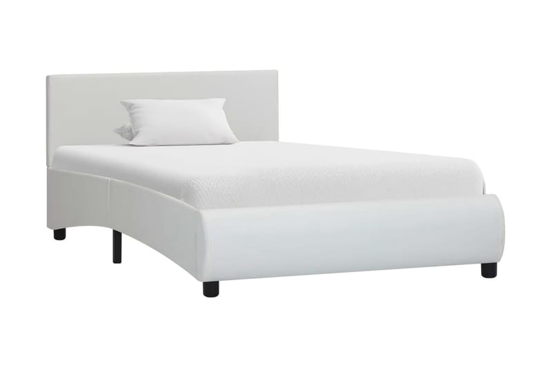 Sängram med LED vit konstläder 100x200 cm - Vit - Möbler - Säng - Sängram & sängstomme