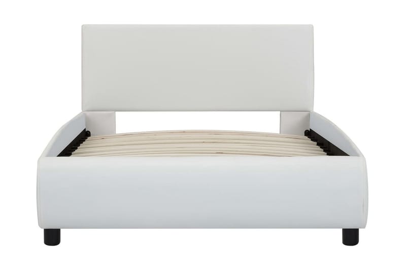 Sängram med LED vit konstläder 100x200 cm - Vit - Möbler - Säng - Sängram & sängstomme