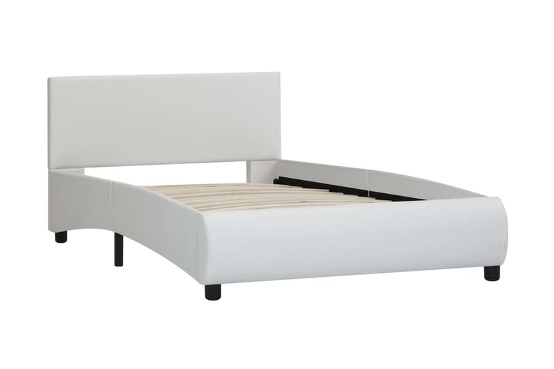 Sängram med LED vit konstläder 100x200 cm - Vit - Möbler - Säng - Sängram & sängstomme