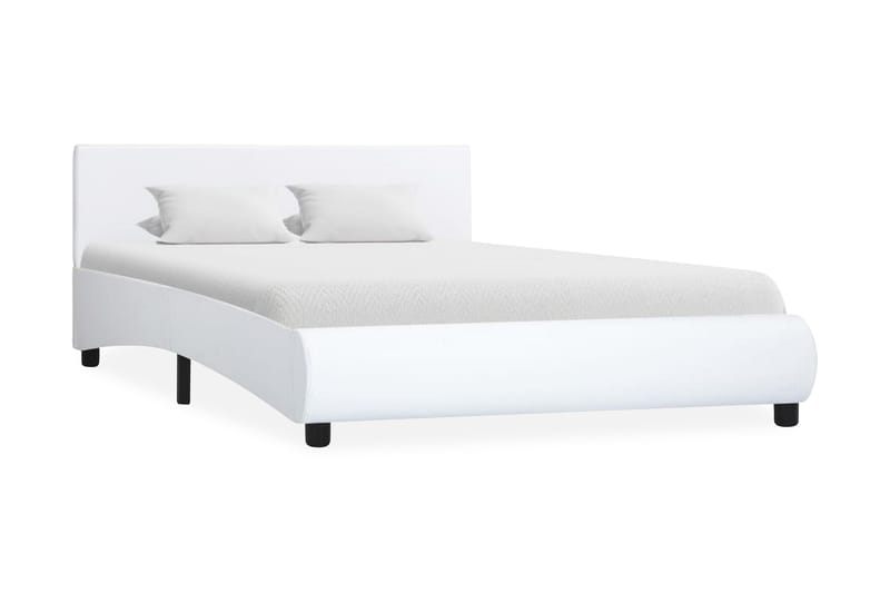 Sängram med LED vit konstläder 120x200 cm - Vit - Möbler - Säng - Sängram & sängstomme