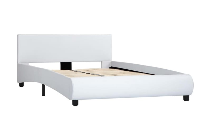 Sängram med LED vit konstläder 120x200 cm - Vit - Möbler - Säng - Sängram & sängstomme