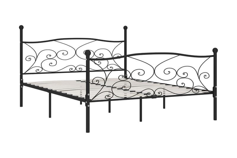 Sängram med ribbotten svart metall 180x200 cm - Svart - Möbler - Säng - Sängram & sängstomme