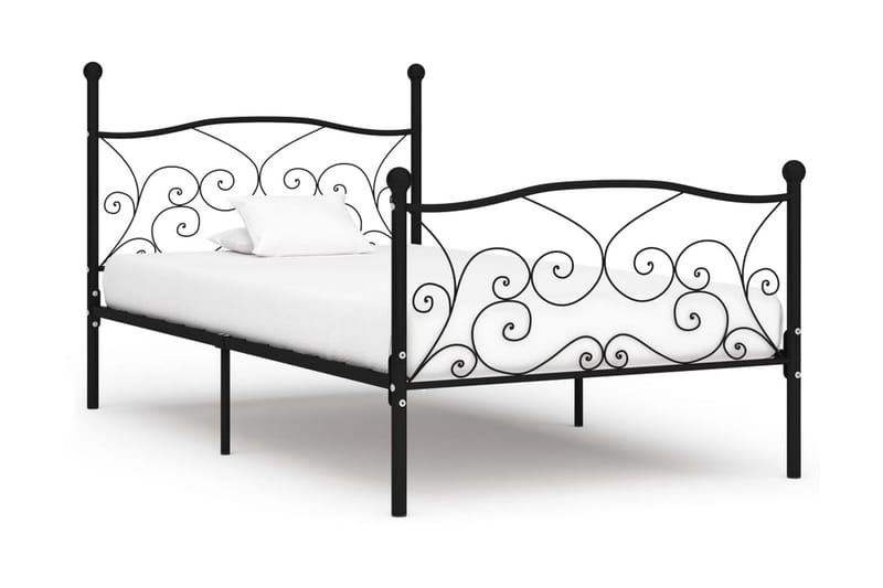 Sängram med ribbotten svart metall 90x200 cm - Svart - Möbler - Säng - Sängram & sängstomme