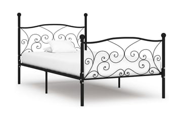 Sängram med ribbotten svart metall 90x200 cm