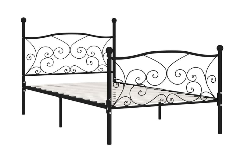 Sängram med ribbotten svart metall 90x200 cm - Svart - Möbler - Säng - Sängram & sängstomme