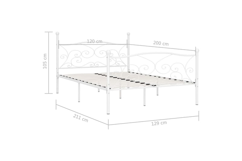 Sängram med ribbotten vit metall 120x200 cm - Vit - Möbler - Säng - Sängram & sängstomme