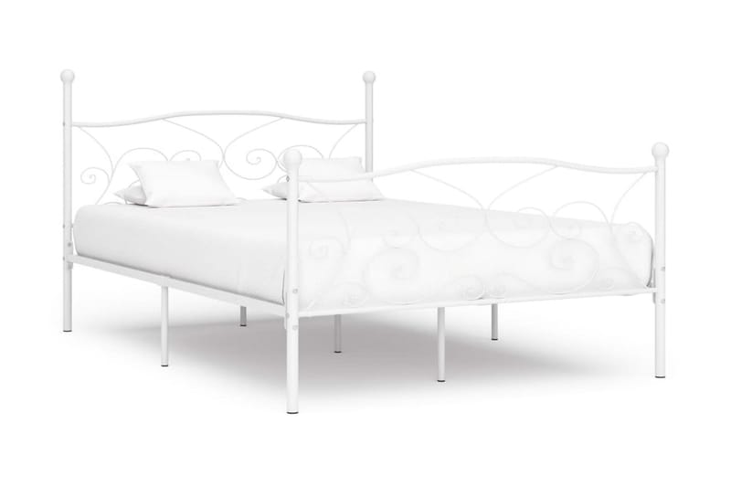 Sängram med ribbotten vit metall 120x200 cm - Vit - Möbler - Säng - Sängram & sängstomme