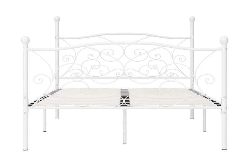 Sängram med ribbotten vit metall 120x200 cm - Vit - Möbler - Säng - Sängram & sängstomme