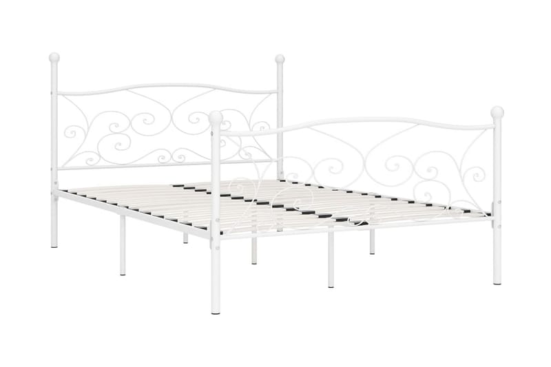 Sängram med ribbotten vit metall 120x200 cm - Vit - Möbler - Säng - Sängram & sängstomme