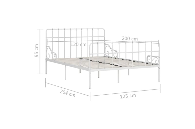 Sängram med ribbotten vit metall 120x200 cm - Vit - Möbler - Säng - Sängram & sängstomme
