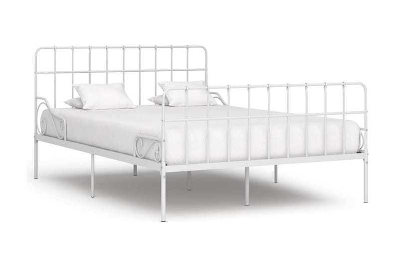 Sängram med ribbotten vit metall 140x200 cm - Vit - Möbler - Säng - Sängram & sängstomme