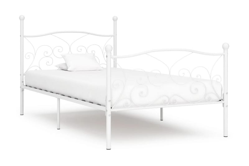 Sängram med ribbotten vit metall 90x200 cm - Vit - Möbler - Säng - Sängram & sängstomme