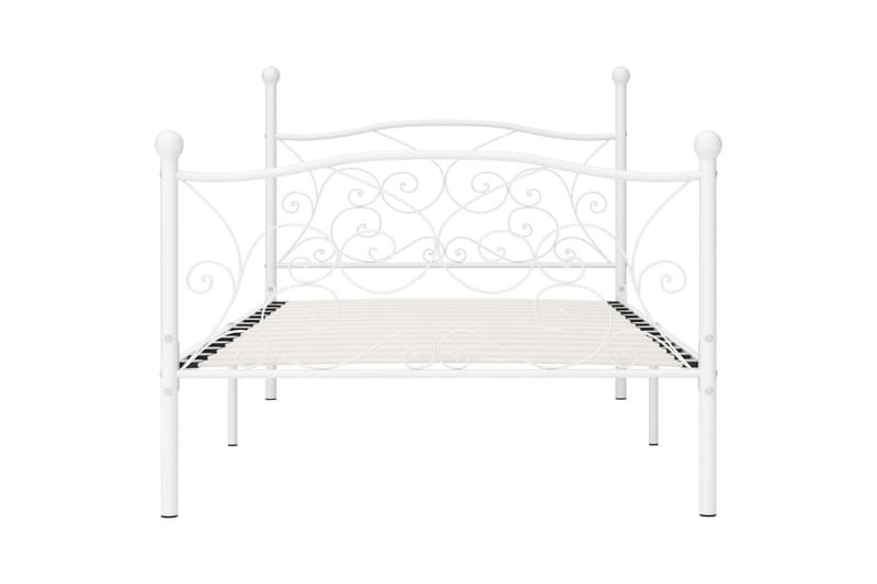 Sängram med ribbotten vit metall 90x200 cm - Vit - Möbler - Säng - Sängram & sängstomme