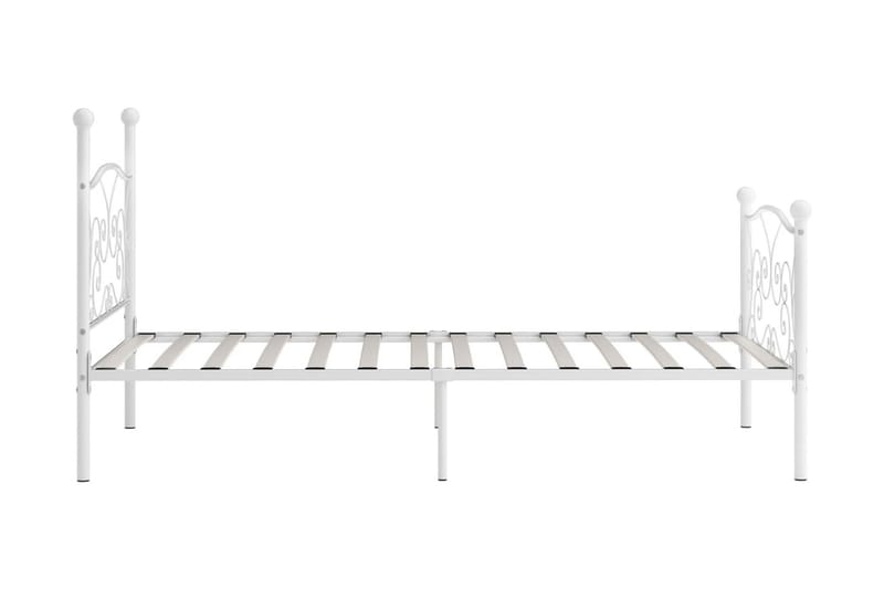 Sängram med ribbotten vit metall 90x200 cm - Vit - Möbler - Säng - Sängram & sängstomme