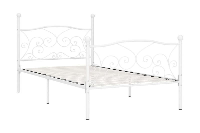 Sängram med ribbotten vit metall 90x200 cm - Vit - Möbler - Säng - Sängram & sängstomme