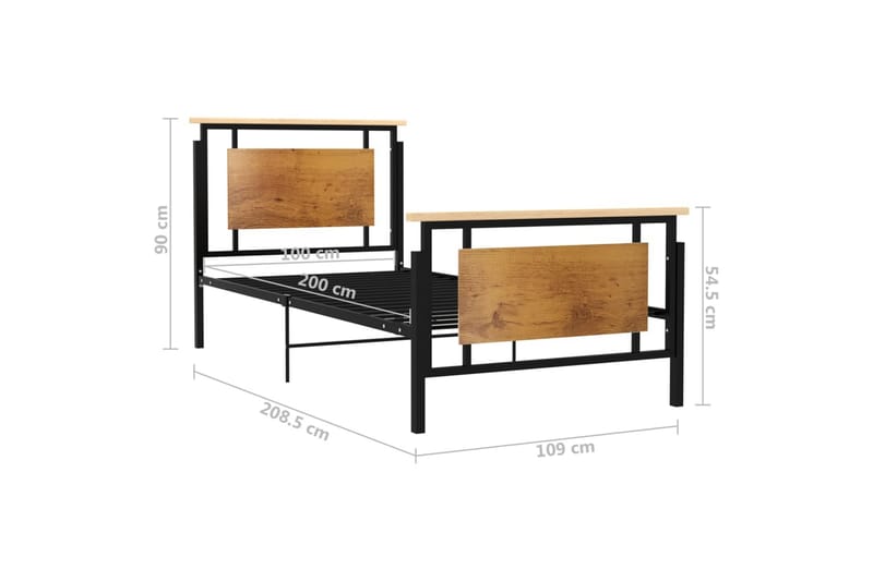 Sängram metall 100x200 cm - Svart - Möbler - Säng - Sängram & sängstomme
