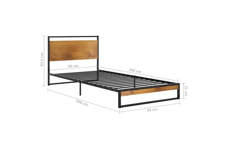 Sängram metall 90x200 cm - Svart - Möbler - Säng - Sängram & sängstomme