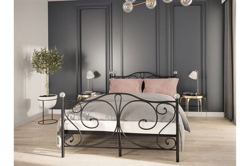 Sängram ROLEMI 140x200 - Svart - Möbler - Säng - Sängram & sängstomme