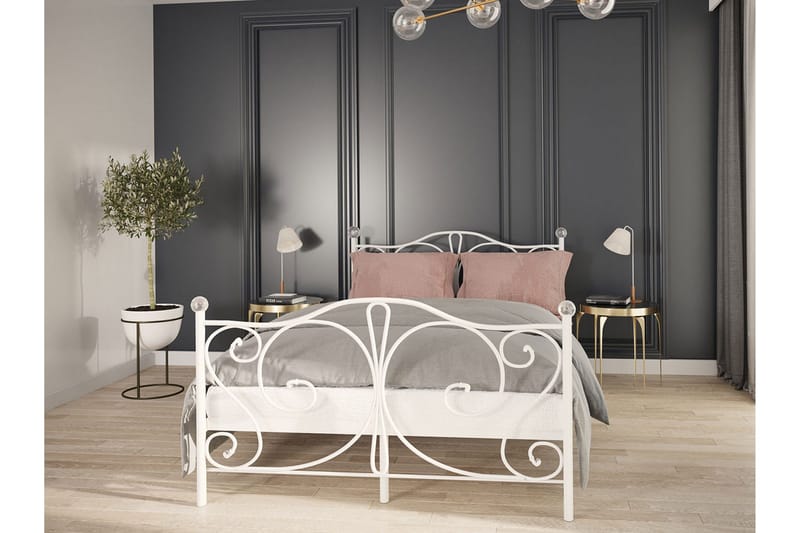 Sängram ROLEMI 140x200 - Vit - Möbler - Säng - Sängram & sängstomme