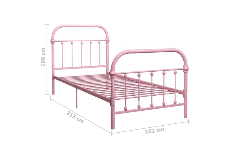 Sängram rosa metall 90x200 cm - Rosa - Möbler - Säng - Sängram & sängstomme