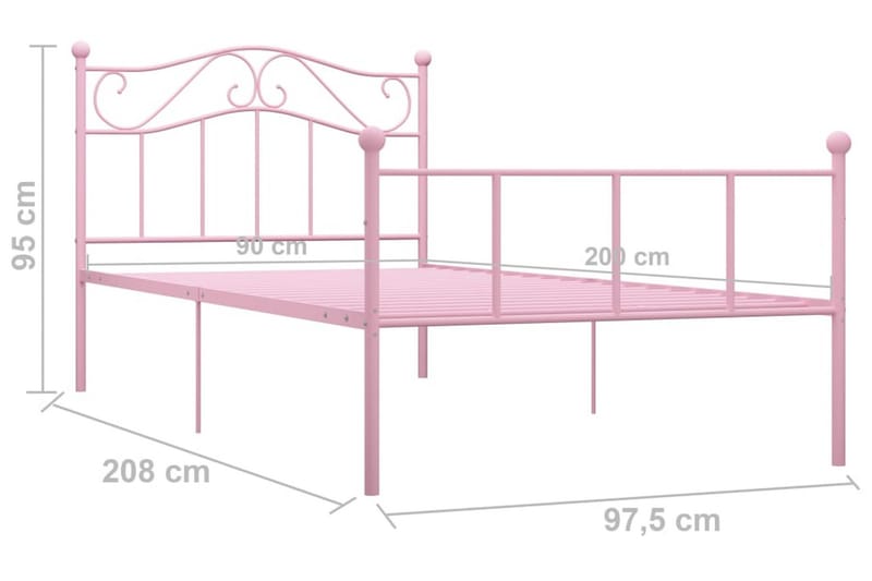 Sängram rosa metall 90x200 cm - Rosa - Möbler - Säng - Sängram & sängstomme