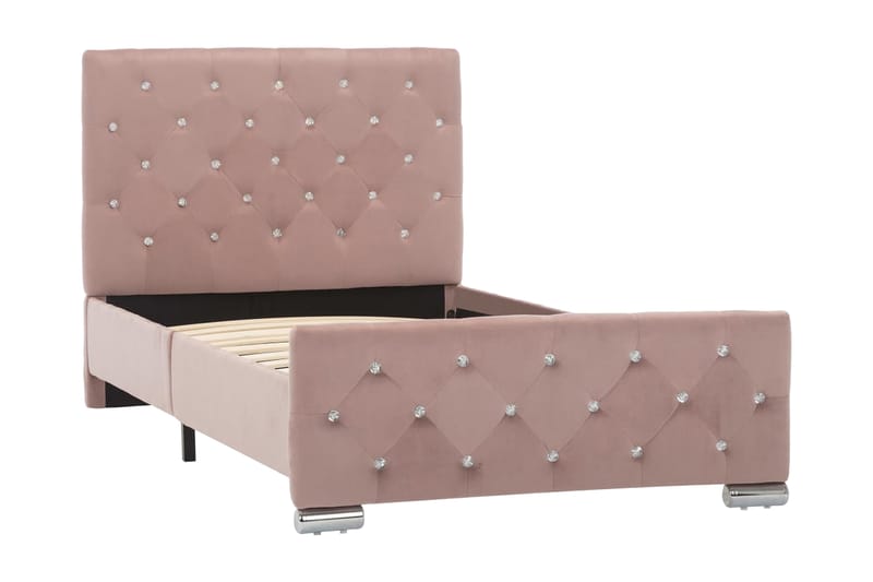 Sängram rosa tyg 90x200 cm - Rosa - Möbler - Säng - Sängram & sängstomme