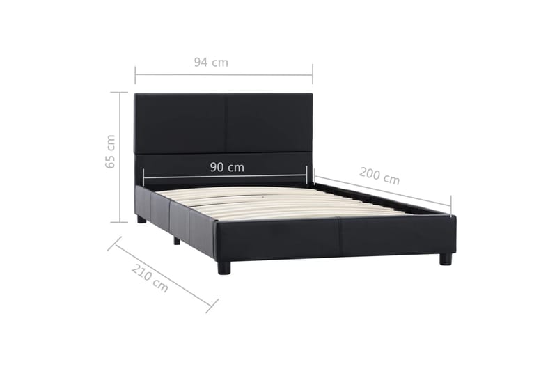 Sängram svart konstläder 90x200 cm - Svart - Möbler - Säng - Sängram & sängstomme