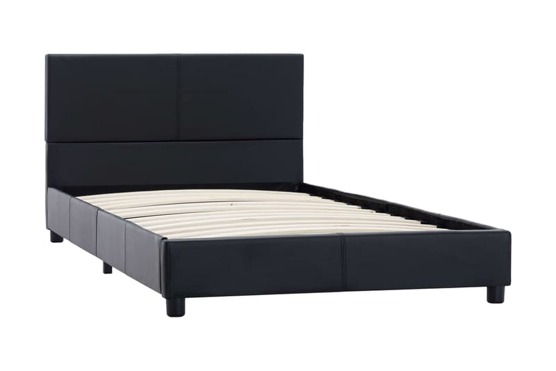 Sängram svart konstläder 90x200 cm - Svart - Möbler - Säng - Sängram & s�ängstomme