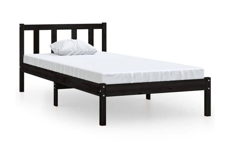 Sängram svart massiv furu 100x200 cm - Svart - Möbler - Säng - Sängram & sängstomme
