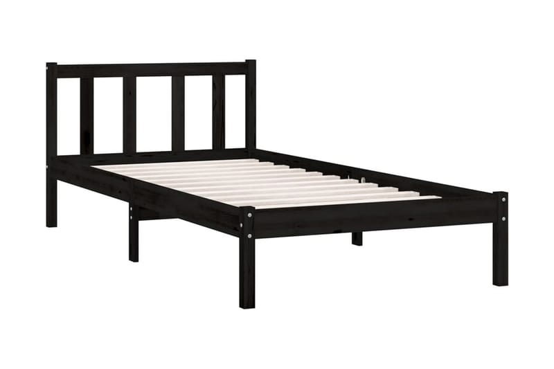 Sängram svart massiv furu 100x200 cm - Svart - Möbler - Säng - Sängram & sängstomme