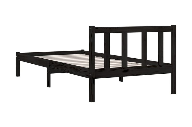 Sängram svart massiv furu 100x200 cm - Svart - Möbler - Säng - Sängram & sängstomme