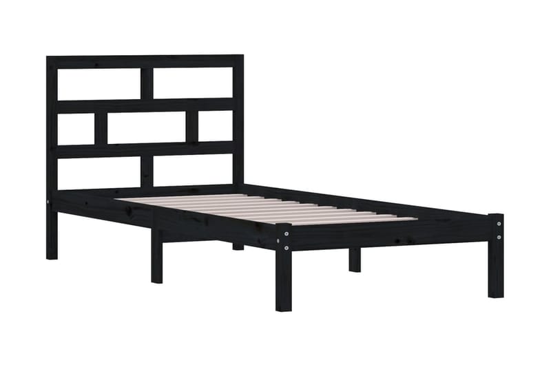 Sängram svart massiv furu 100x200 cm - Svart - Möbler - Säng - Sängram & sängstomme