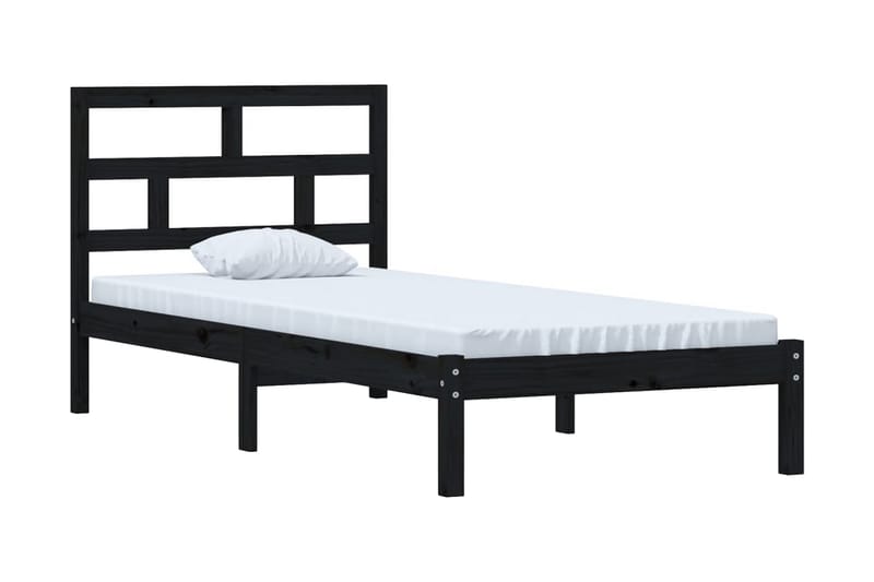 Sängram svart massiv furu 100x200 cm - Svart - Möbler - Säng - Sängram & sängstomme