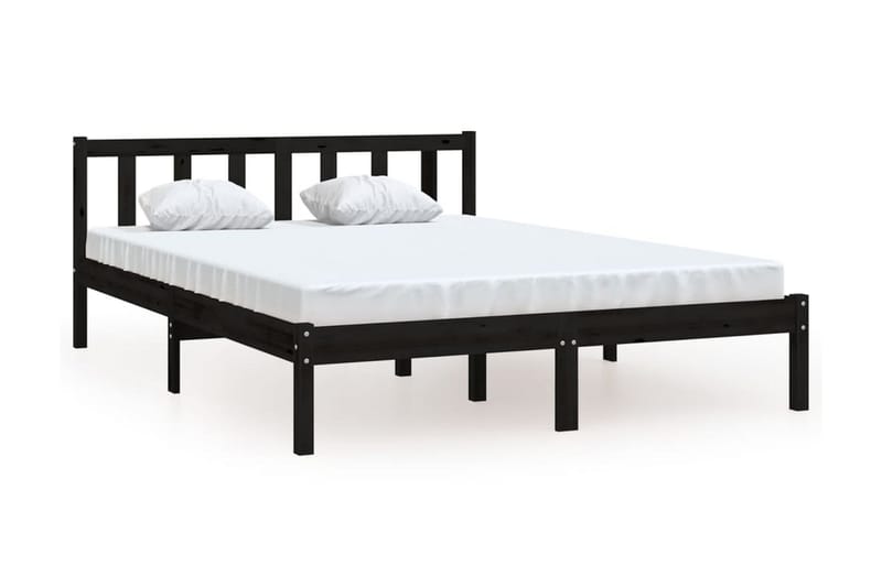 Sängram svart massiv furu 140x190 cm - Svart - Möbler - Säng - Sängram & sängstomme