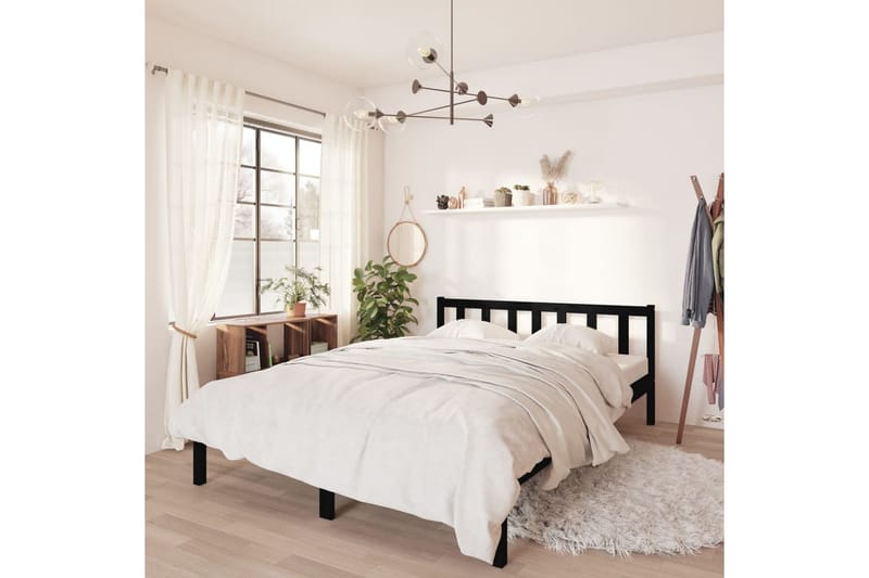 Sängram svart massiv furu 140x190 cm - Svart - Möbler - Säng - Sängram & sängstomme