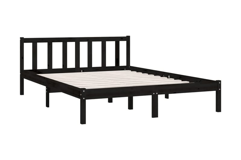 Sängram svart massiv furu 140x190 cm - Svart - Möbler - Säng - Sängram & sängstomme