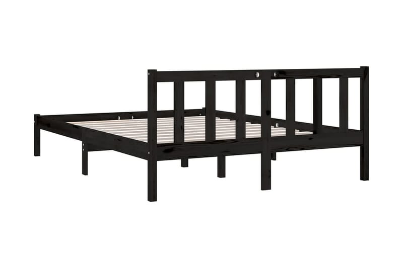 Sängram svart massiv furu 140x190 cm - Svart - Möbler - Säng - Sängram & sängstomme