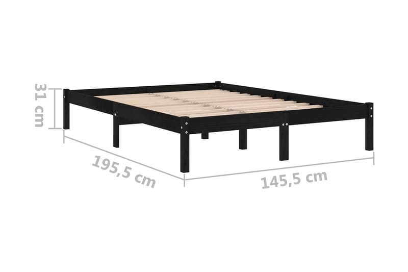 Sängram svart massiv furu 140x190 cm - Svart - Möbler - Säng - Sängram & sängstomme