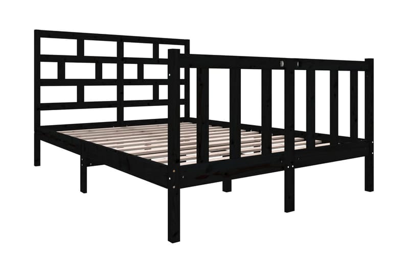 Sängram svart massiv furu 140x190 cm - Svart - Möbler - Säng - Sängram & sängstomme