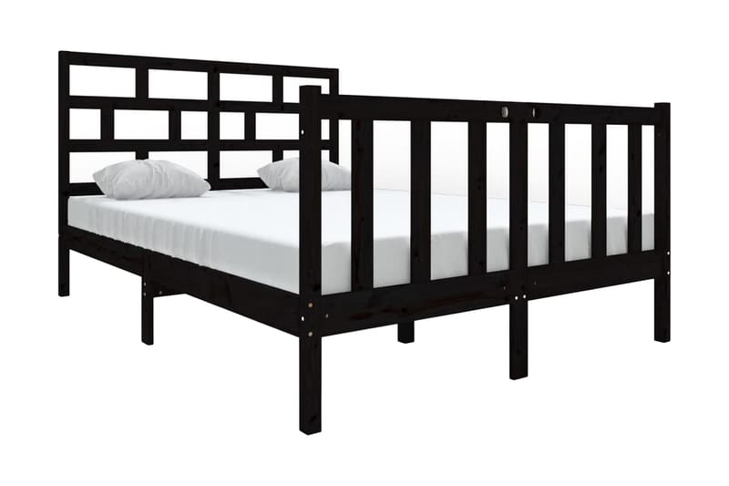 Sängram svart massiv furu 140x190 cm - Svart - Möbler - Säng - Sängram & sängstomme