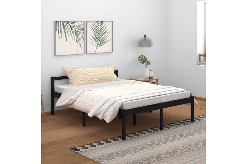 Sängram svart massiv furu 150x200 cm 5FT - Svart - Möbler - Säng - Sängram & sängstomme