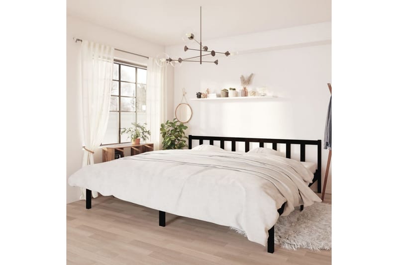 Sängram svart massiv furu 200x200 cm - Svart - Möbler - Säng - Sängram & sängstomme