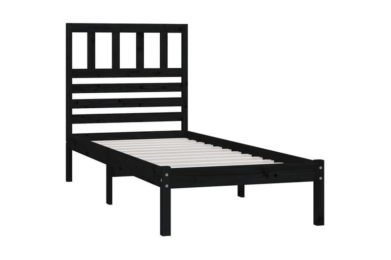 Sängram svart massiv furu 75x190 cm liten enkelsäng - Svart - Möbler - Säng - Sängram & sängstomme