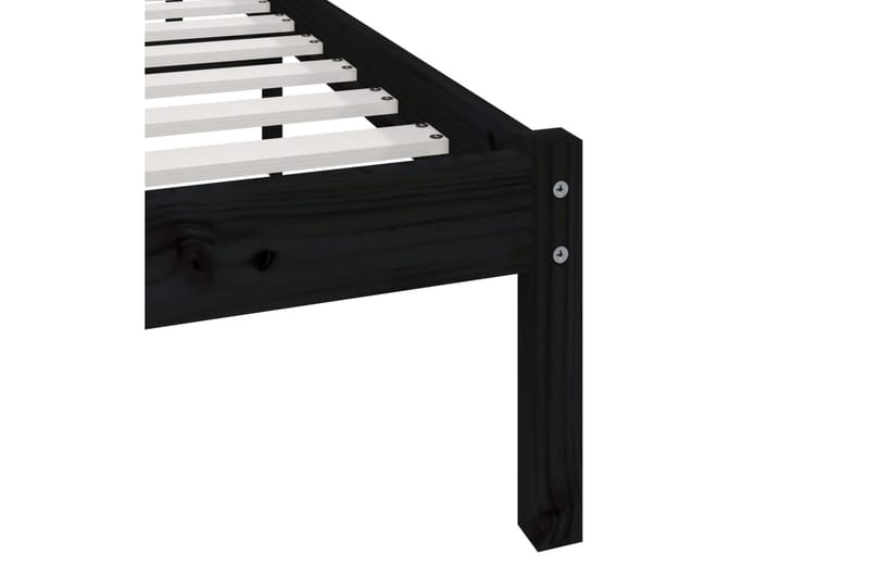 Sängram svart massiv furu 75x190 cm liten enkelsäng - Svart - Möbler - Säng - Sängram & sängstomme