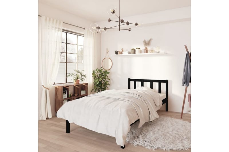 Sängram svart massiv furu 90x200 cm - Svart - Möbler - Säng - Sängram & sängstomme