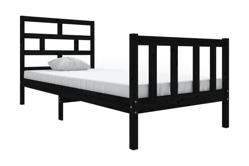 Sängram svart massivt furu 100x200 cm enkelsäng - Svart - Möbler - Säng - Sängram & sängstomme